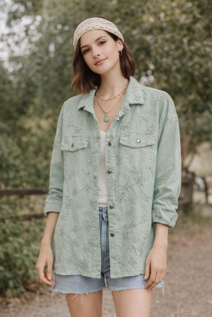 Spijkerjas mint-groen