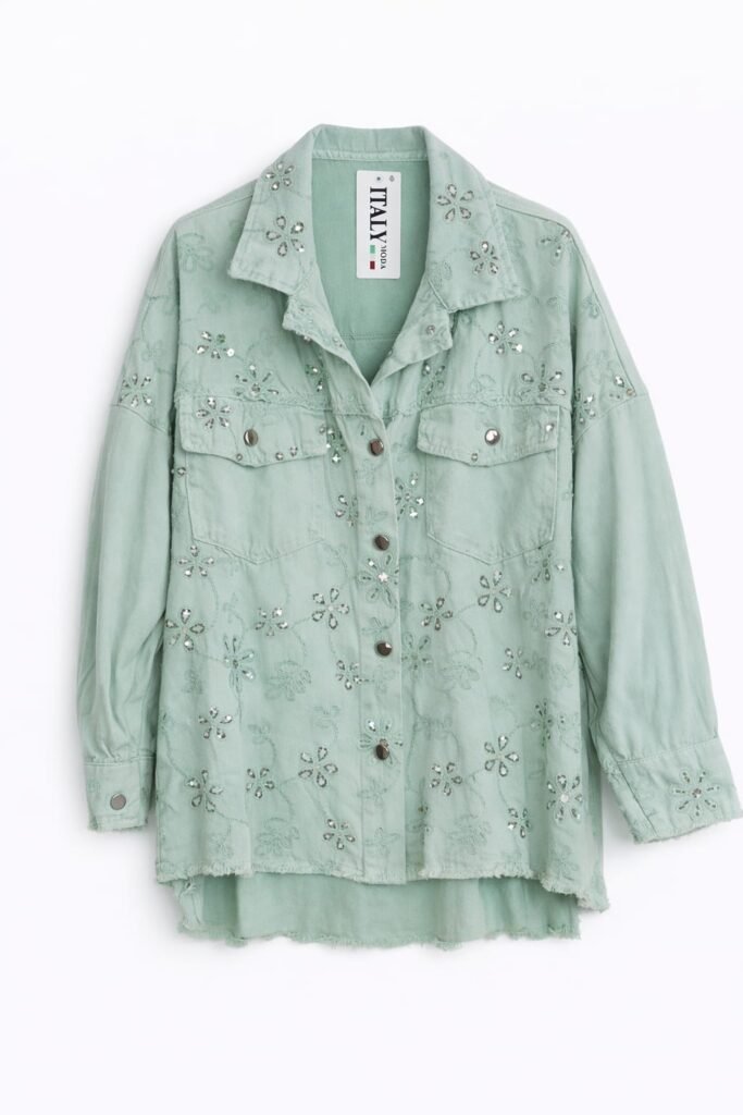 Spijkerjas mint-groen