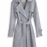 Trenchcoat suede pastelblauw