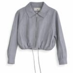 Oversized bomberjack PU leder pastelblauw