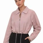 Oversized bomberjack PU leder roze