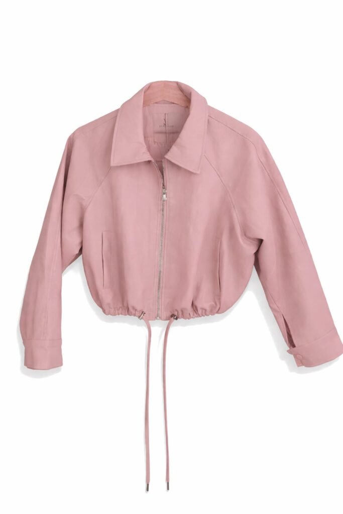 Oversized bomberjack PU leder roze