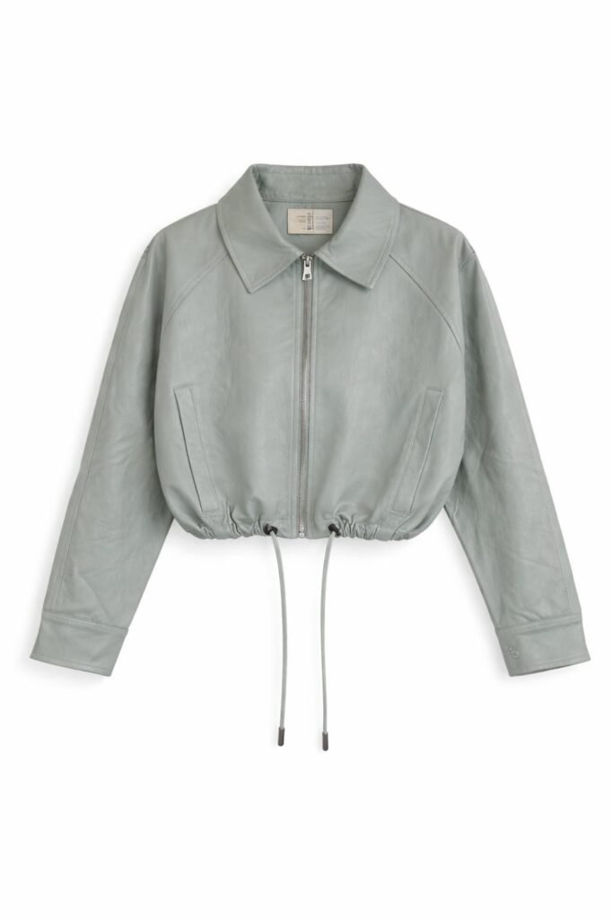 Oversized bomberjack PU leder mintgroen