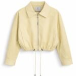 Oversized bomberjack PU leder geel