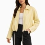 Oversized bomberjack PU leder geel