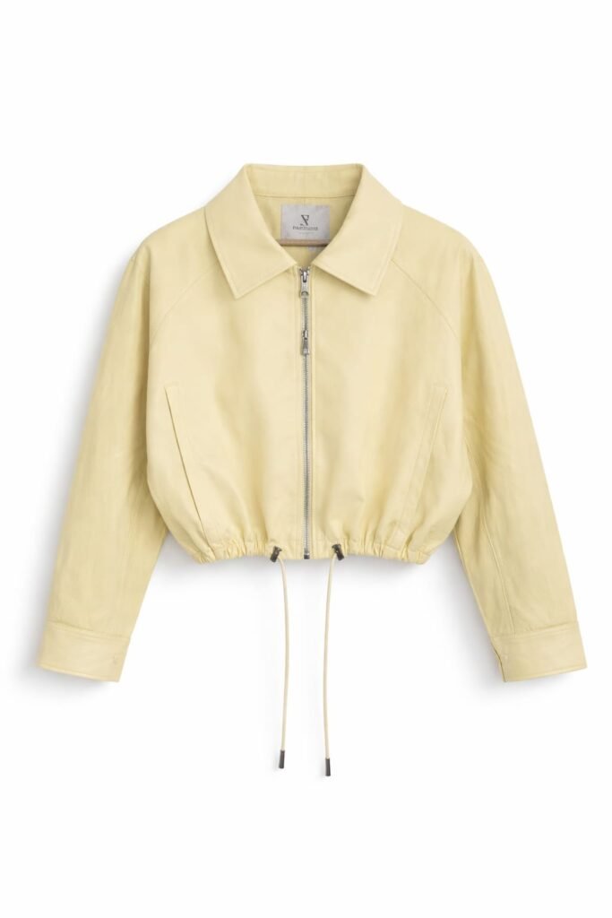 Oversized bomberjack PU leder geel