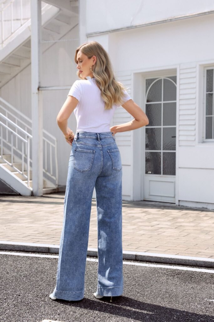 Wide-leg jeans met strass