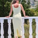 Gele maxi jurk met split