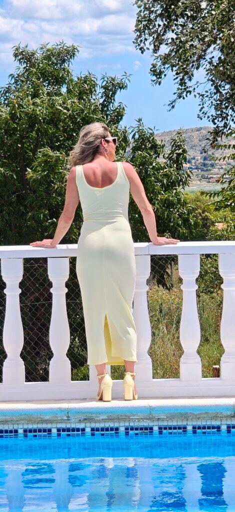 Gele maxi jurk met split