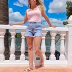 shorts met roze strass-zak.