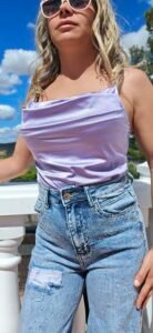 body top satijnen lila