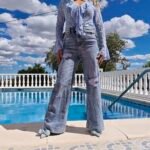 Wide-leg jeans met strass