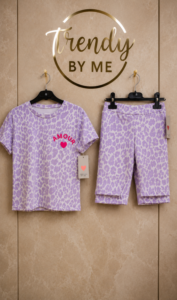2-Delige Meisjesset Lila Panterprint Amour