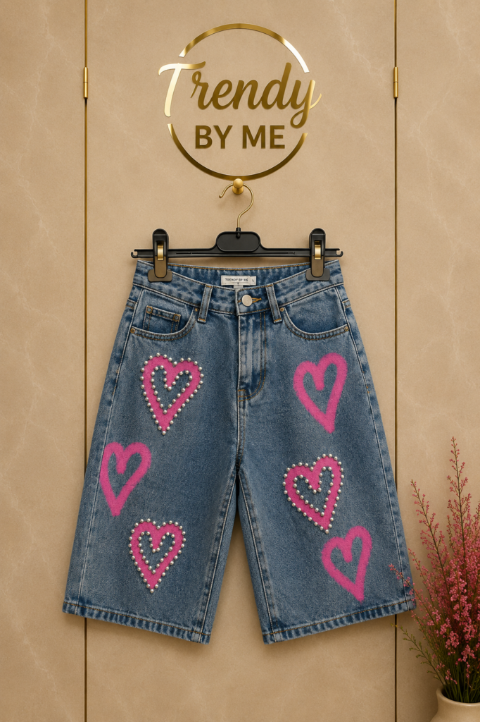 Hartjes Bermuda Jeans met Strass