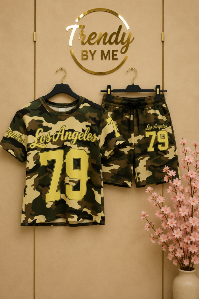 Camouflage co-ord set la geel