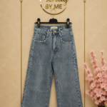 Wide Leg Denim Broek met Studs