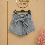 Denim Paperbag Short Met Overslag
