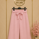 Wide Leg Broek met Strikceintuur Linnen Roze