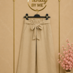 Wide Leg Broek met Strikceintuur Linnen Beige