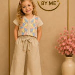 Wide Leg Broek met Strikceintuur Linnen Beige