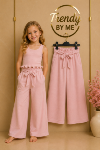 Wide Leg Broek met Strikceintuur Linnen Roze