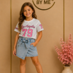 Denim Paperbag Short Met Overslag