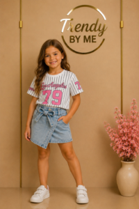 Denim Paperbag Short Met Overslag