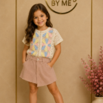 Denim Skort Overslag Roze