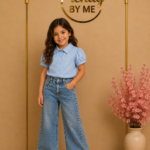 Wide Leg Denim Broek met Studs