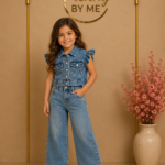 Wide Leg Denim Broek met Studs