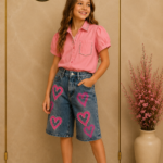 Hartjes Bermuda Jeans met Strass