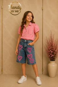 Hartjes Bermuda Jeans met Strass